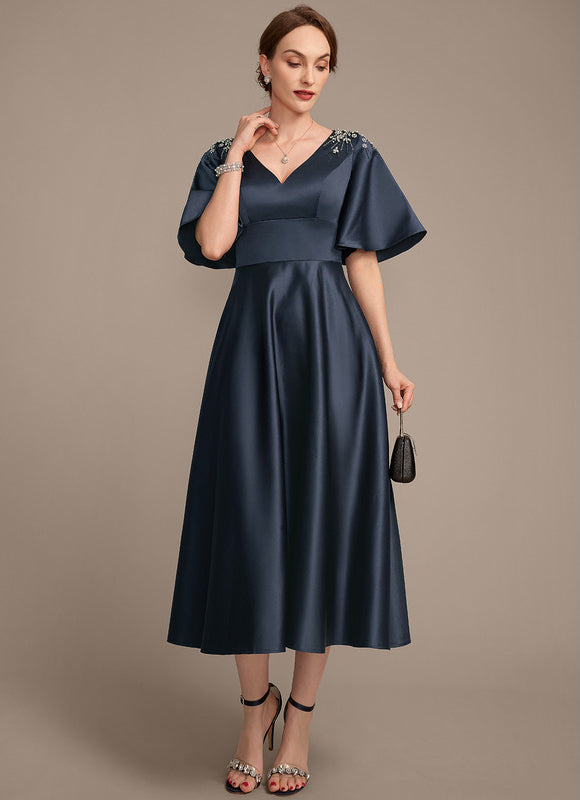Robe Cérémonie Satin Marine Élégant - gallery 3