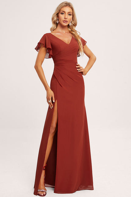 Robe Cérémonie Longue Volants Rose