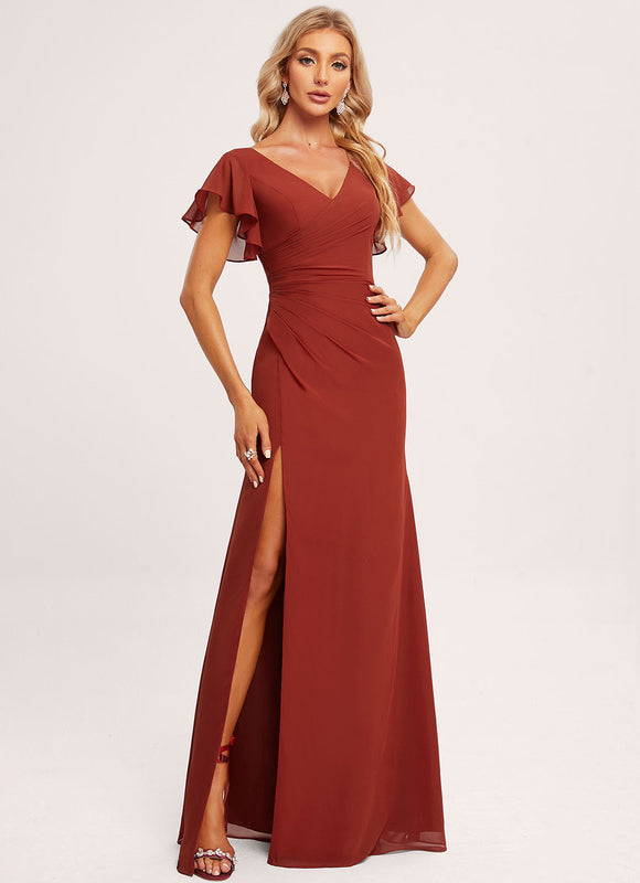 Robe Cérémonie Longue Volants Rose