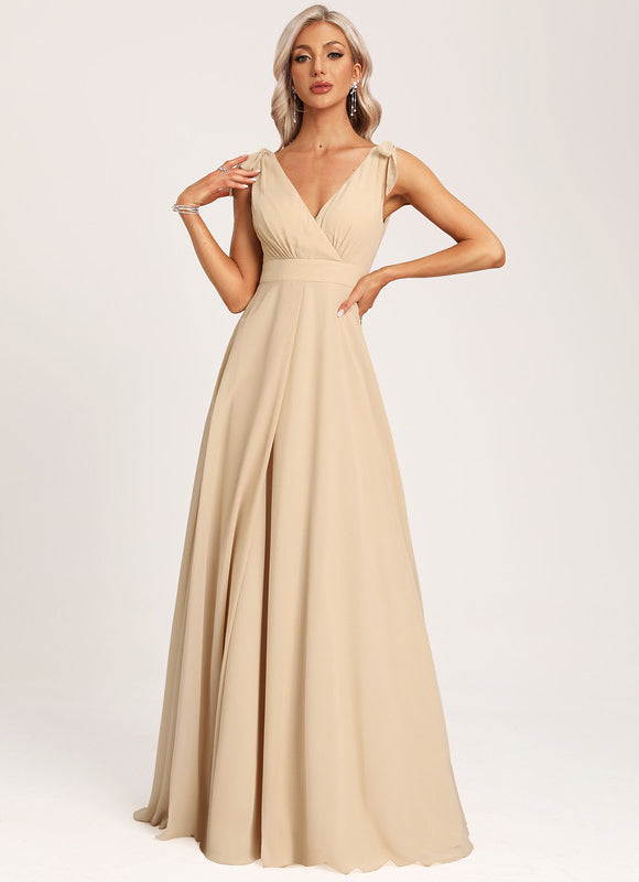 Robe Cérémonie Mousseline Beige