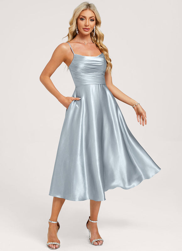 Robe Cérémonie Satinée Ciel