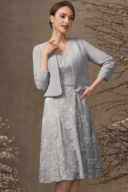 Robe Cérémonie Grise Dentelle