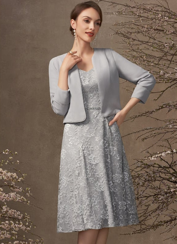 Robe Cérémonie Grise Dentelle