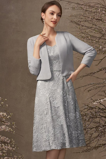 Robe Cérémonie Grise Dentelle