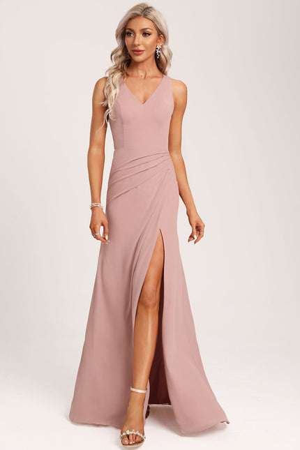 Robe Cérémonie Longue Volants Rose