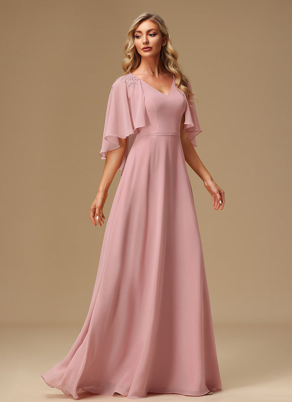 Robe Cérémonie Longue Rose Élégante - gallery 4