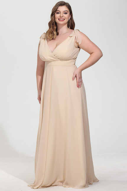 Robe Cérémonie Mousseline Beige - gallery 9