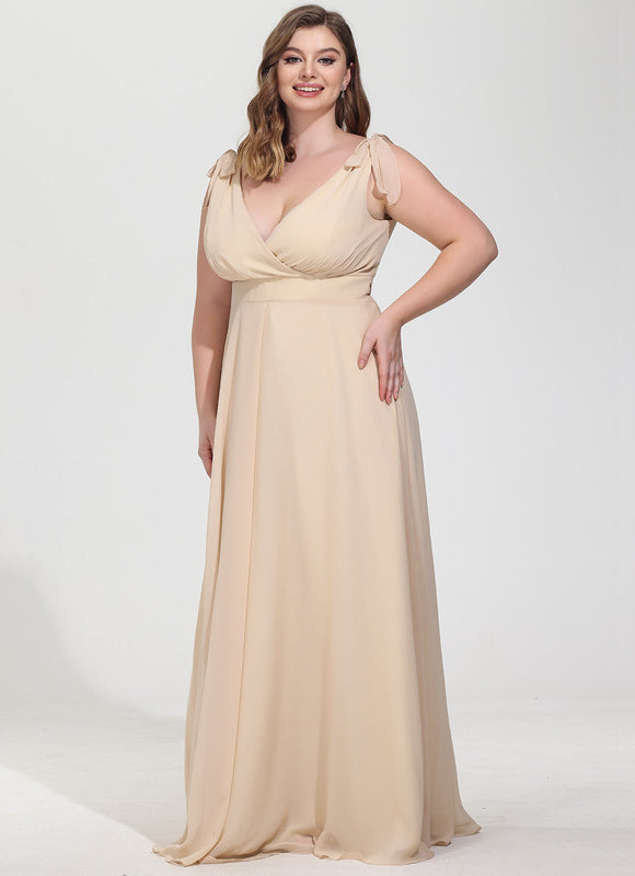 Robe Cérémonie Mousseline Beige - gallery 9