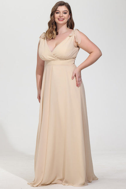 Robe Cérémonie Mousseline Beige - gallery 9