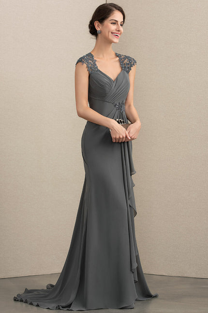 Robe Cérémonie Élégance Grise Satinée - gallery 2
