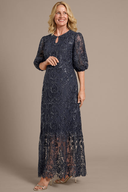 Robe Cérémonie Dentelle Gris Perle - gallery 5
