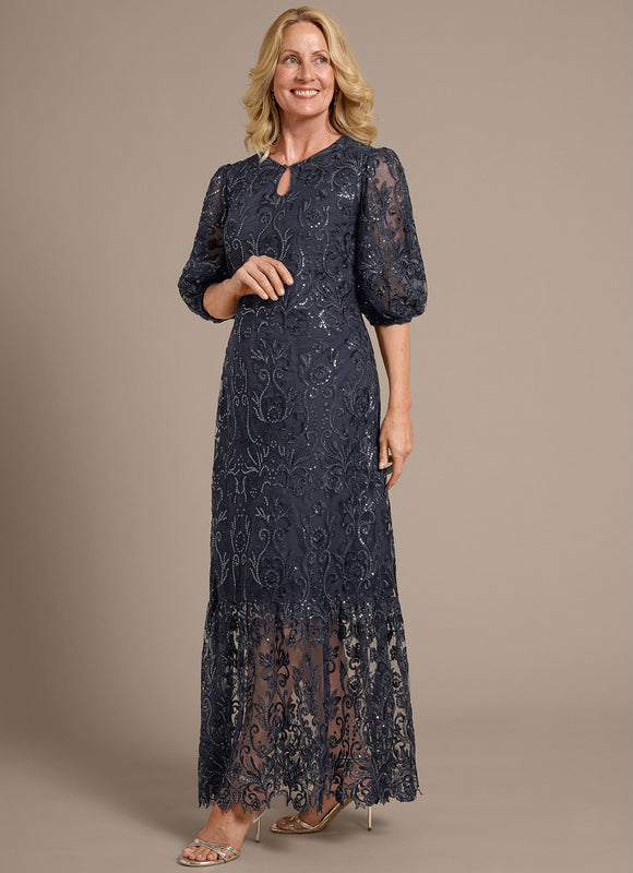 Robe Cérémonie Dentelle Gris Perle - gallery 5