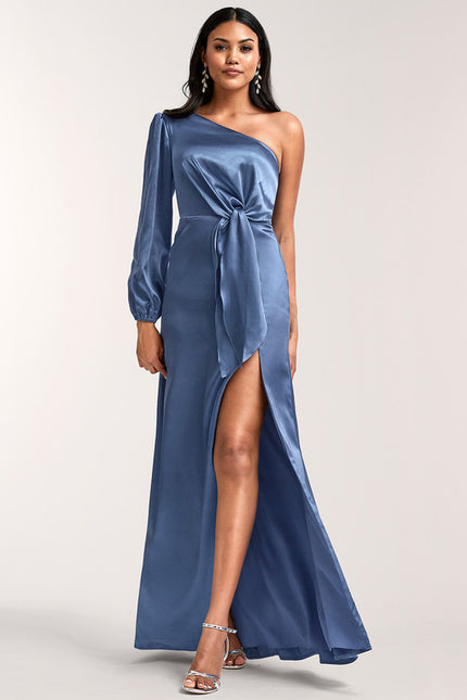 Robe Cérémonie Satin Bordeaux Asymétrique - gallery 5