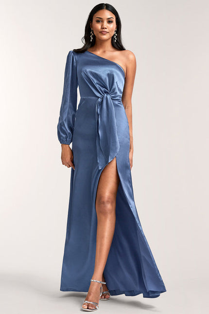 Robe Cérémonie Satin Bordeaux Asymétrique - gallery 5
