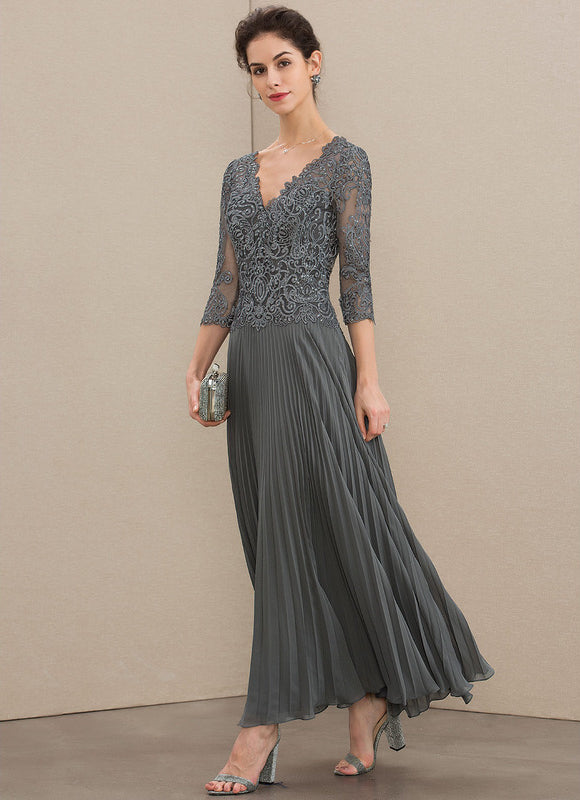 Robe Cérémonie Gris Élégant Plissé - gallery 3