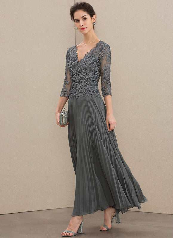 Robe Cérémonie Gris Élégant Plissé - gallery 3