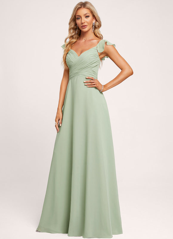 Robe Cérémonie Longue Volants Rose