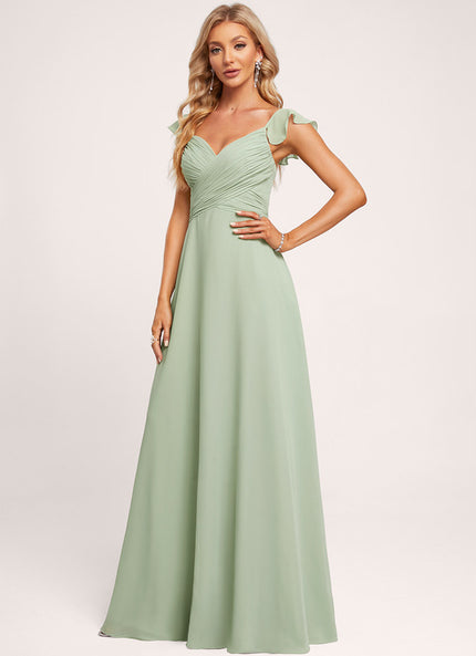 Robe Cérémonie Longue Volants Rose