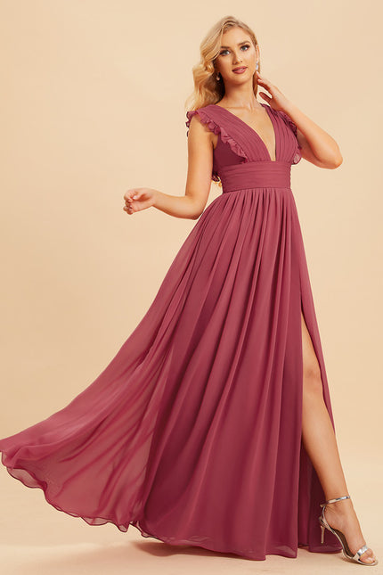 Robe Cérémonie Longue Volants Rose - gallery 1