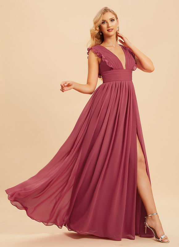 Robe Cérémonie Longue Volants Rose - gallery 1