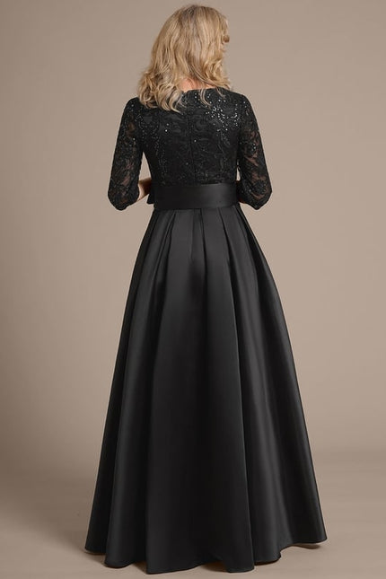 Robe Cérémonie Satin Noir Élégante - gallery 6
