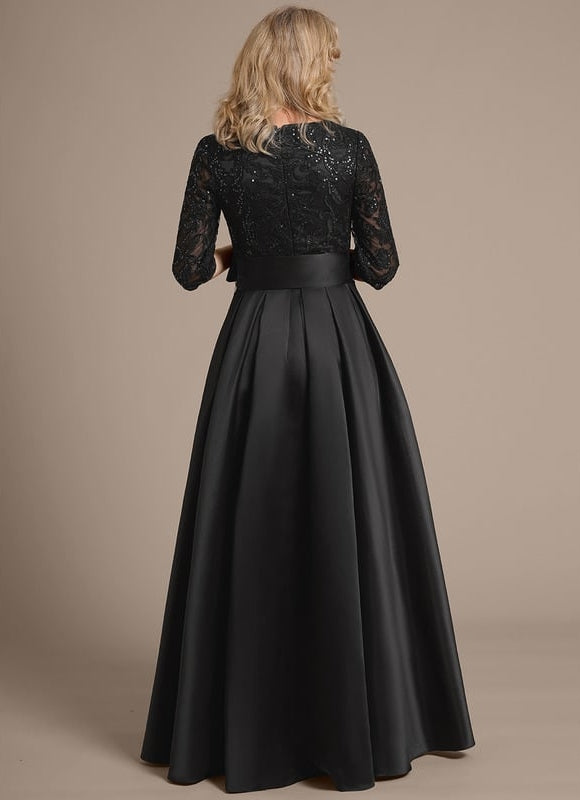 Robe Cérémonie Satin Noir Élégante - gallery 6