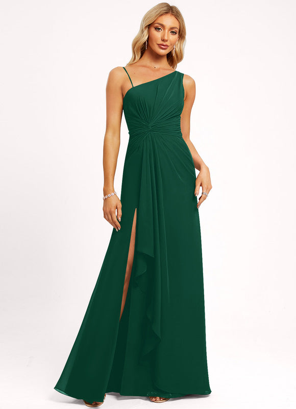 Robe Cérémonie Élégance Asymétrique Vert - gallery 1