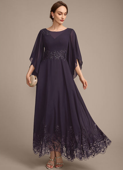 Robe Cérémonie Longue Violette Brodée