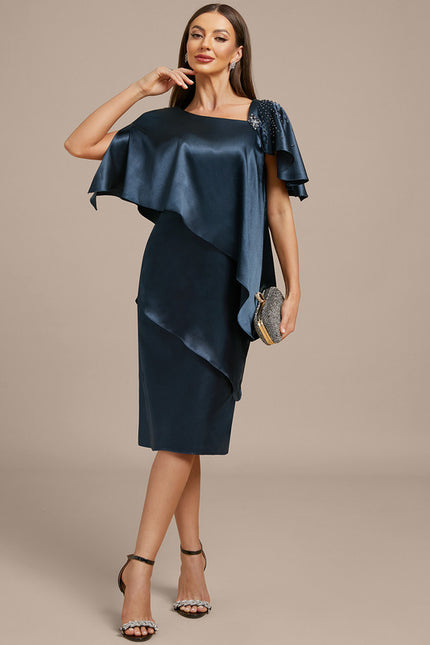 Robe Cérémonie Drapée Marine - gallery 2
