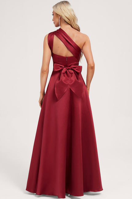 Robe Cérémonie Satin Rouge Évasée - gallery 2