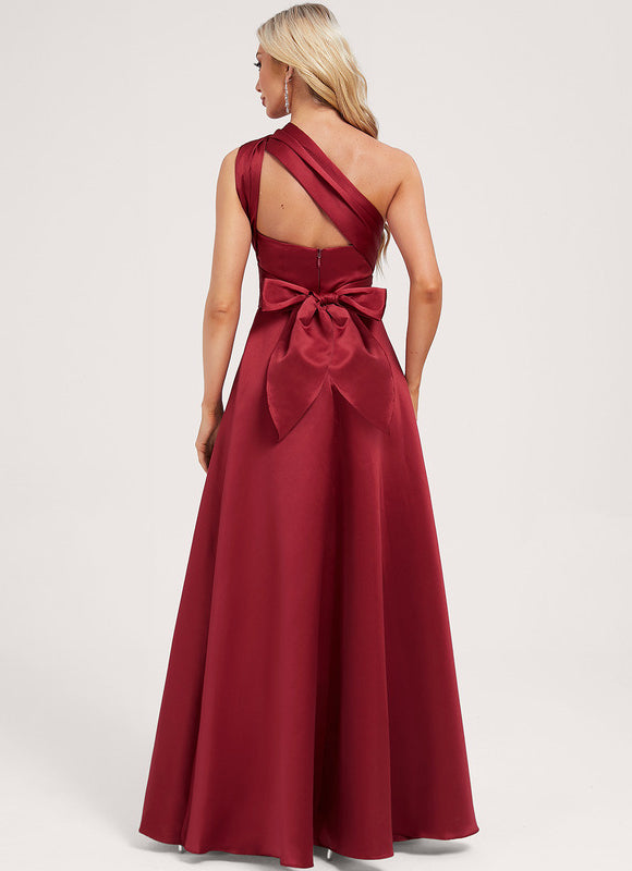 Robe Cérémonie Satin Rouge Évasée - gallery 2