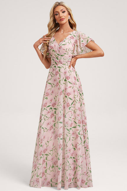 Robe Cérémonie Longue Volants Rose - gallery 1