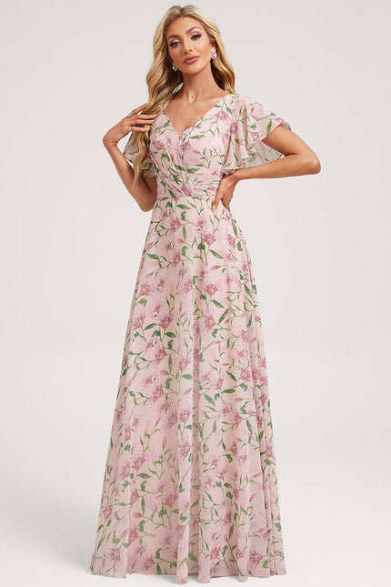 Robe Cérémonie Longue Volants Rose - gallery 1