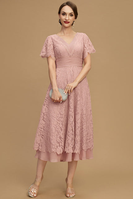 Robe Cérémonie Dentelle Rose Poudré