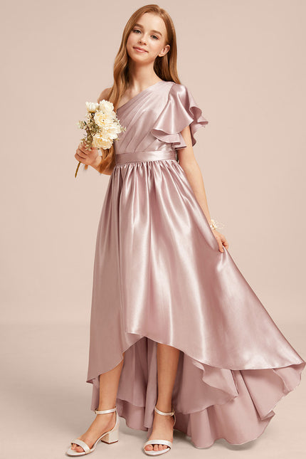 Robe Cérémonie Satin Rose Élégante