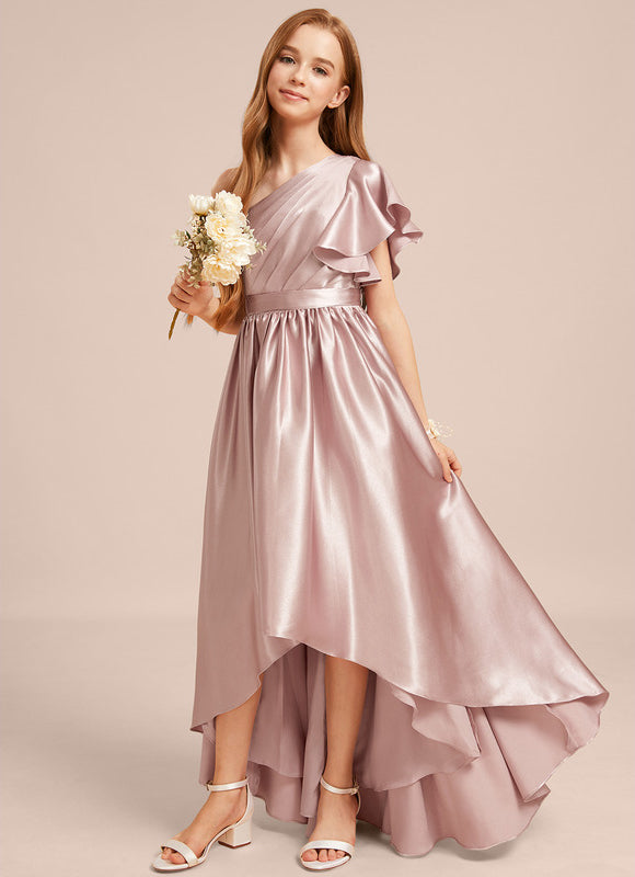 Robe Cérémonie Satin Rose Élégante