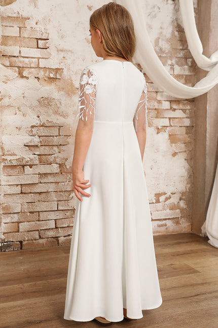Robe Cérémonie Blanche Fleuri - gallery 6