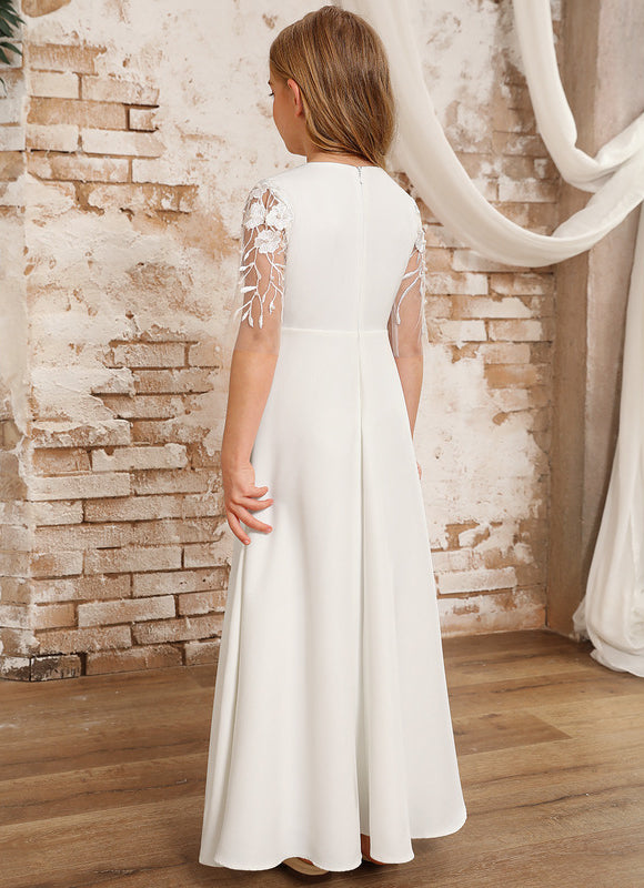 Robe Cérémonie Blanche Fleuri - gallery 6