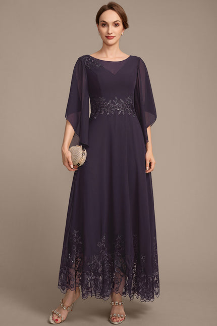 Robe Cérémonie Longue Violette Brodée - gallery 3