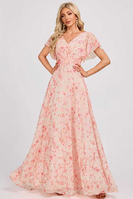 Robe Cérémonie Longue Volants Rose - gallery 1