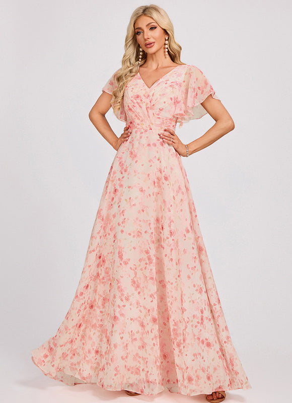 Robe Cérémonie Longue Volants Rose - gallery 1