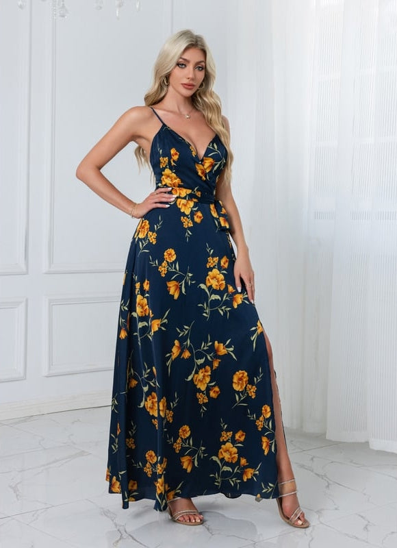 Robe Cérémonie Longue Florale Satinée - gallery 7