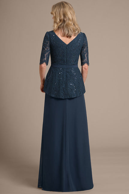 Robe Cérémonie Mère Mariée Bleu Nuit - gallery 6