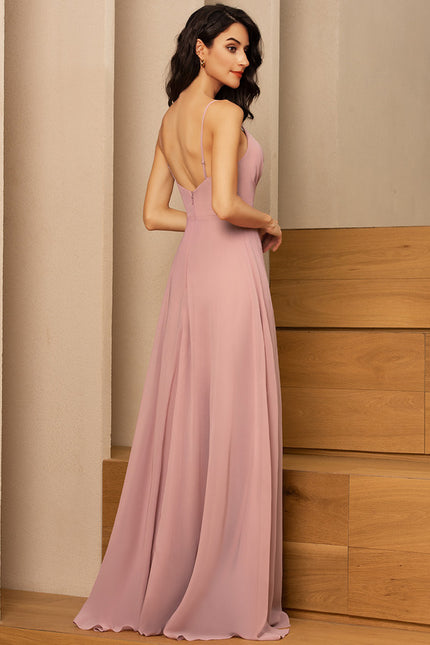 Robe Cérémonie Longue Volants Rose