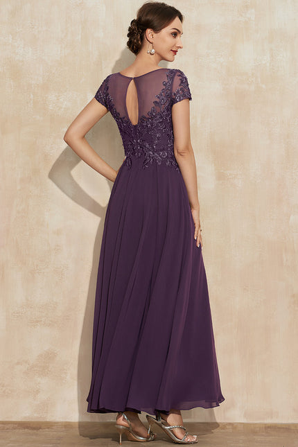 Robe Cérémonie Longue Violette Brodée - gallery 4