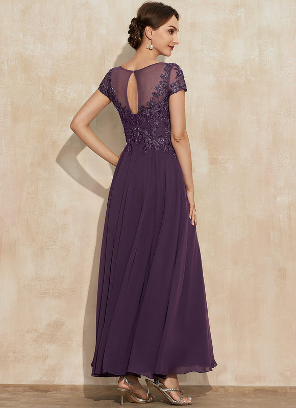 Robe Cérémonie Longue Violette Brodée - gallery 4