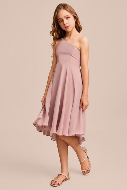 Robe Cérémonie Asymétrique Rose Pâle - gallery 1