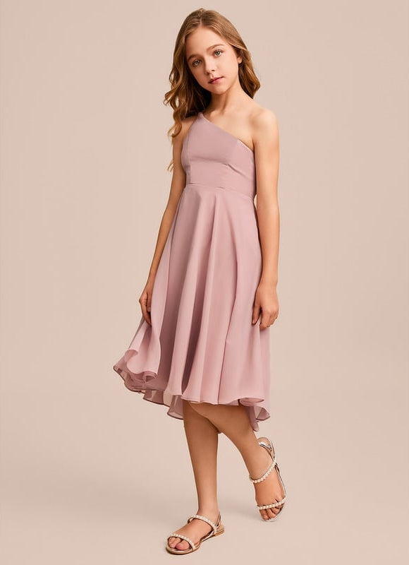 Robe Cérémonie Asymétrique Rose Pâle - gallery 1