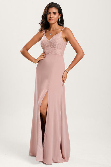 Robe Cérémonie Longue Rose Élégante