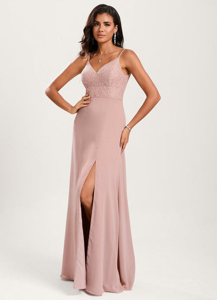 Robe Cérémonie Longue Rose Élégante
